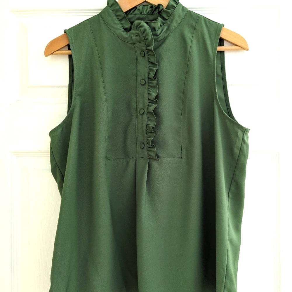 J. Crew Ruffled trim sleeveless top NWOT